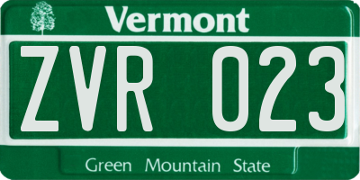 VT license plate ZVR023