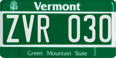 VT license plate ZVR030