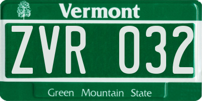 VT license plate ZVR032