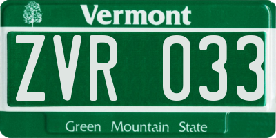 VT license plate ZVR033