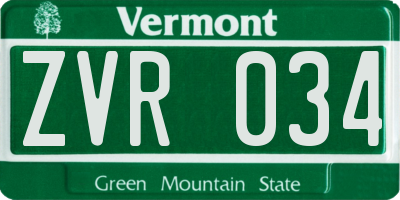 VT license plate ZVR034