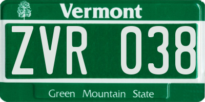 VT license plate ZVR038