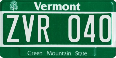 VT license plate ZVR040