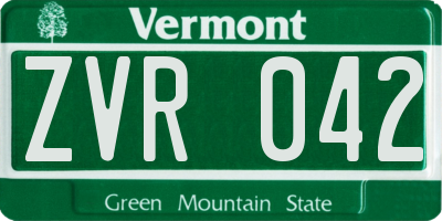 VT license plate ZVR042