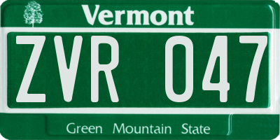 VT license plate ZVR047