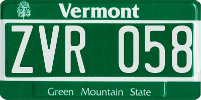VT license plate ZVR058