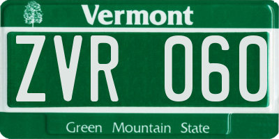 VT license plate ZVR060