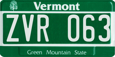 VT license plate ZVR063
