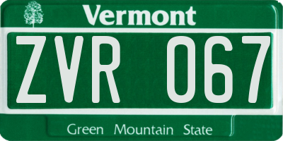 VT license plate ZVR067