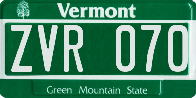 VT license plate ZVR070
