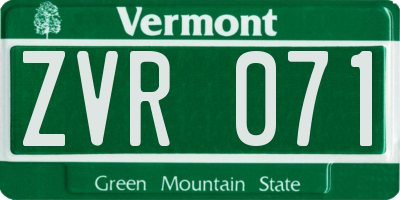 VT license plate ZVR071