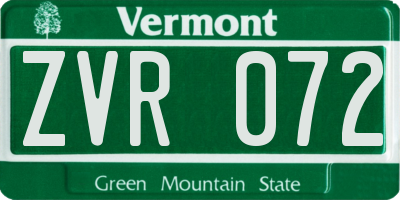 VT license plate ZVR072