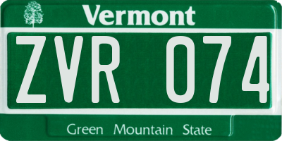 VT license plate ZVR074