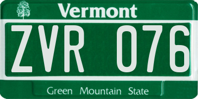VT license plate ZVR076