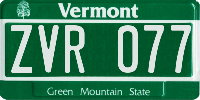 VT license plate ZVR077