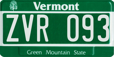 VT license plate ZVR093