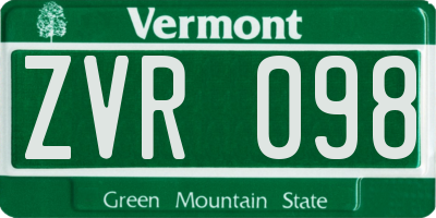VT license plate ZVR098