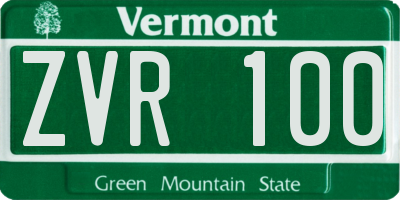 VT license plate ZVR100