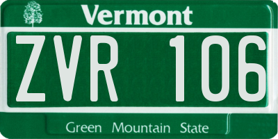 VT license plate ZVR106