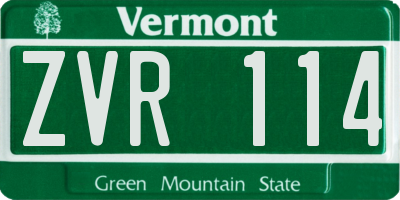 VT license plate ZVR114