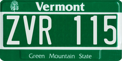 VT license plate ZVR115