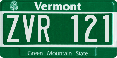 VT license plate ZVR121