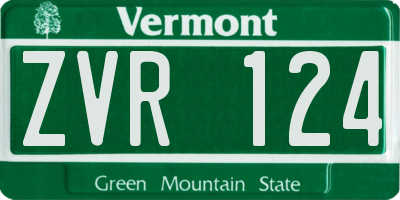 VT license plate ZVR124