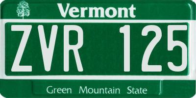 VT license plate ZVR125