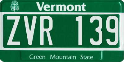 VT license plate ZVR139