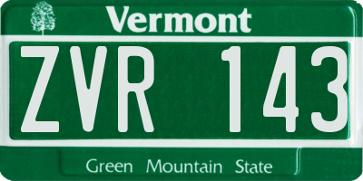 VT license plate ZVR143