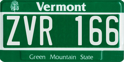 VT license plate ZVR166