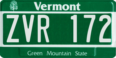 VT license plate ZVR172