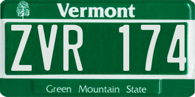 VT license plate ZVR174