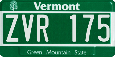 VT license plate ZVR175