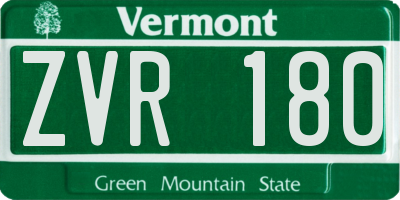 VT license plate ZVR180