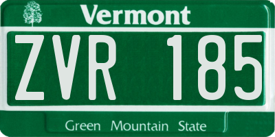 VT license plate ZVR185