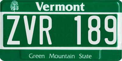 VT license plate ZVR189
