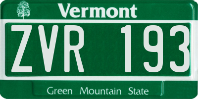 VT license plate ZVR193