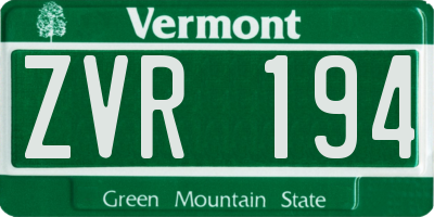VT license plate ZVR194