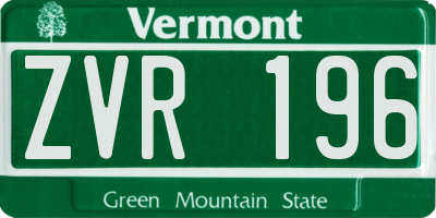 VT license plate ZVR196