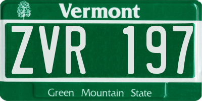 VT license plate ZVR197