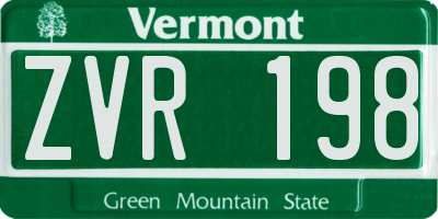 VT license plate ZVR198