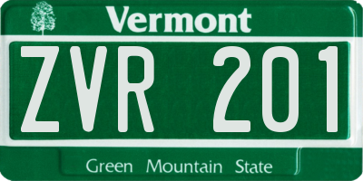 VT license plate ZVR201
