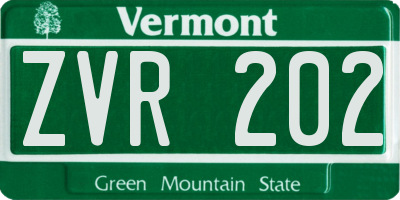 VT license plate ZVR202