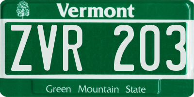 VT license plate ZVR203