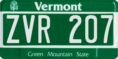 VT license plate ZVR207