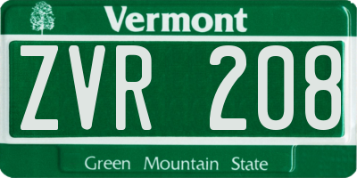 VT license plate ZVR208