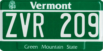 VT license plate ZVR209