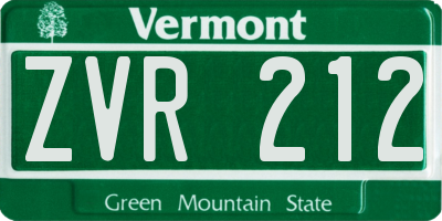 VT license plate ZVR212