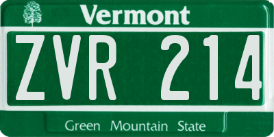 VT license plate ZVR214